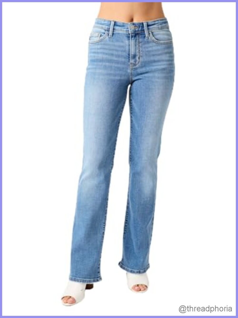 Mid Rise Vintage Bootcut Jeans, 93% Cotton Stretch, Zipper Fly
